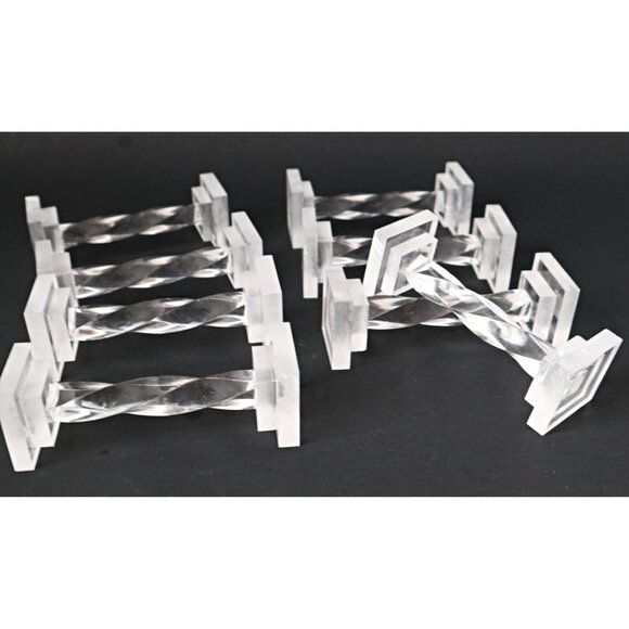 8 Vintage Lucite Knife Rest Acrylic Set Clear - Picture 1 of 4